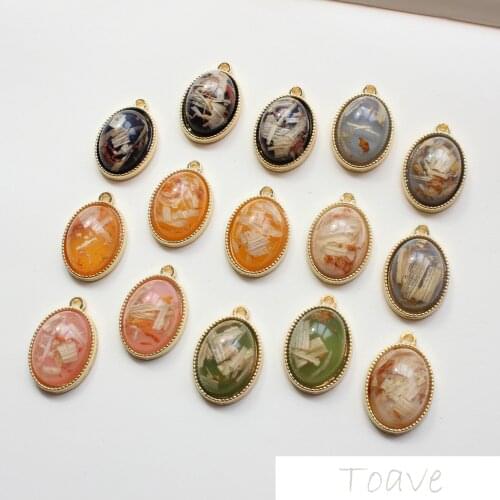 Ellipse Resin Acrylic Color Pendant DIY Ear Stud Material Accessories