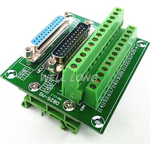 D-SUB DB25 Male / Female Header Breakout Board, Terminal Block, Connector