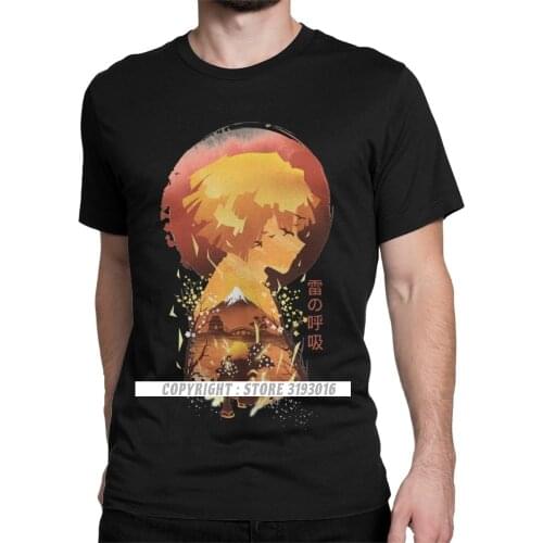 Ukiyo E Breath Of Thunder Demon Slayer T Shirts Kimetsu No Yaiba Kamado Nezuko Zenitsu Tee Big Mens Clothing