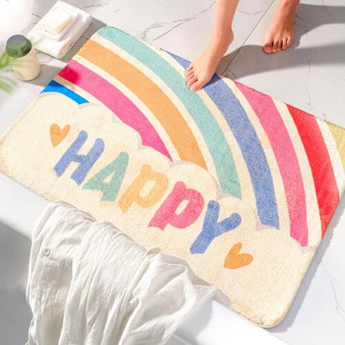 Bath Mat Bathroom Non-Slip Sunny Cartoon Floral Kitchen Absorbent Microfiber Mat Anti-fall Door Mat for Floor Toilet Household