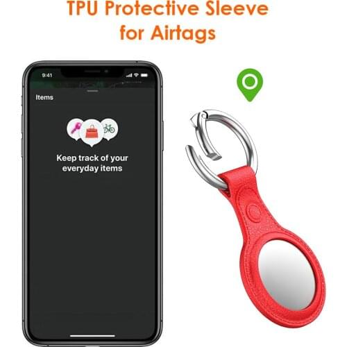 Leather Pattern TPU Protective Cover Sleeve for Apple Airtags Locator Tracker Protector Anti-Lost Device Case