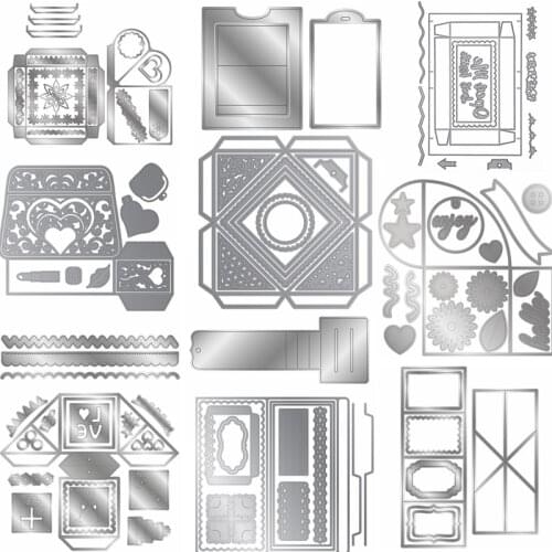 Metal Cutting Die Make Box Bag Card Flower Heart Letter Lace Round Square Diy Scrapbook Craft Stencils Stamp Embossing Paper New