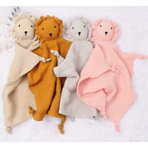 30*30cm Muslin Baby Bib baby blankets wind baby cotton gauze comfort towel muslin baby sleeping doll lion saliva towel