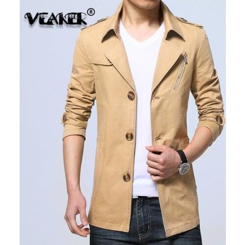 2019 New Autumn Mens Long Jacket Brand Winter Trench Solid British Coat Streetwear Men Fashion Zipper Overcoat Windbreaker 4XL