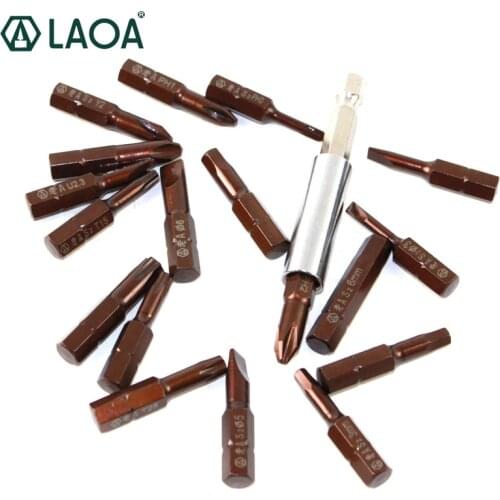 LAOA 20 in 1 screwdriver bits set S2 alloy steel Slotted Phillips Torx Y-types bits with 10grids case magnetic prolong rod