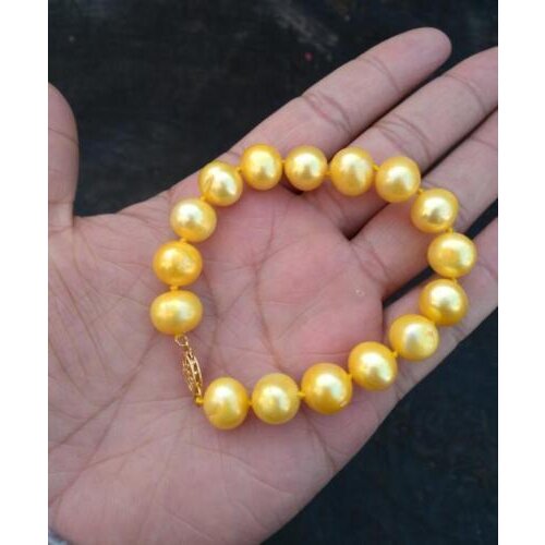 HUGE 7.5"-8" 11-12MM GENUINE SOUTH SEA GOLDEN PEARL BRACELET GOLD CLASP