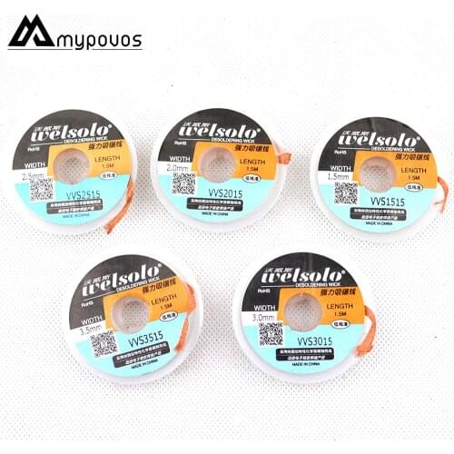 5pcs/lot Desoldering wire Braid Soldering wick Suction-line 1.5m Length Wick/Soldering Accessory length 1.5m width 1.5-3.5mm