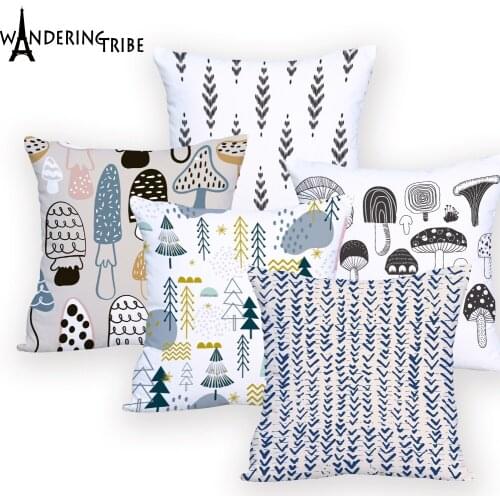 Cartoon Animal Cushion Cover White Decorative Living Room Personalized Cover Cushion Plant Pillow Decorative Pillow Designer