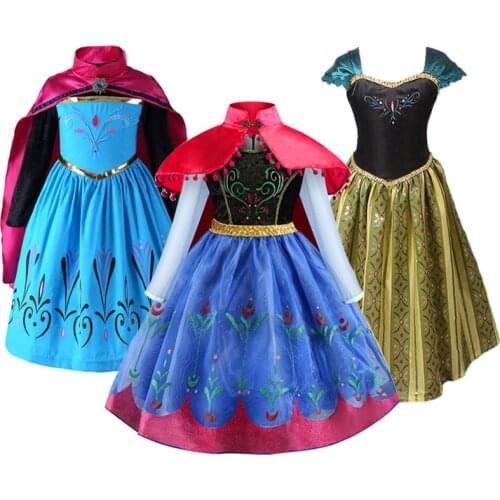 Frozen 2 Fantastic Anna Elsa Princess Dresses Girls Halloween Costume Long Gown Kids Carnaval Wedding Dress Girl Cosplay Dresses