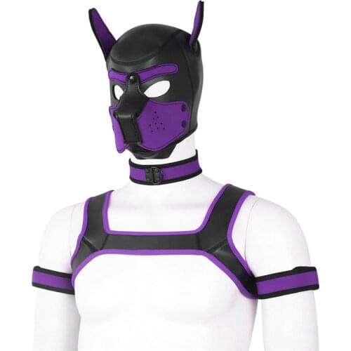 Puppy Play Dog Bondage Hood Mask Collar Armband Cosplay Fantasy Harness Bondage Sexy Set Adult Games Slave Pup Role Play Couples
