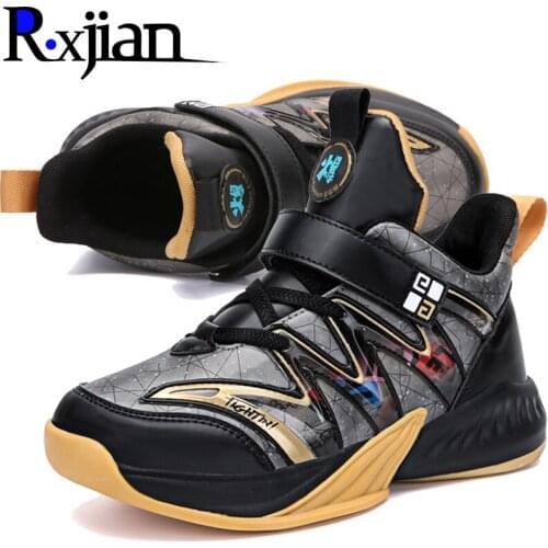 R.XJIAN spring and autumn boys outdoor sports basketball shoes youth and children foot protection middle cut running shoes