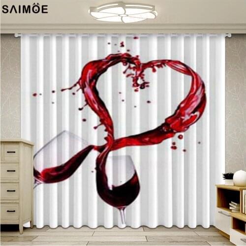 Romantic Wine Love Curtains For Window Fabric Living Room Bedroom Blackout Cortinas Home Drapes Ultra-thin Micro Shading