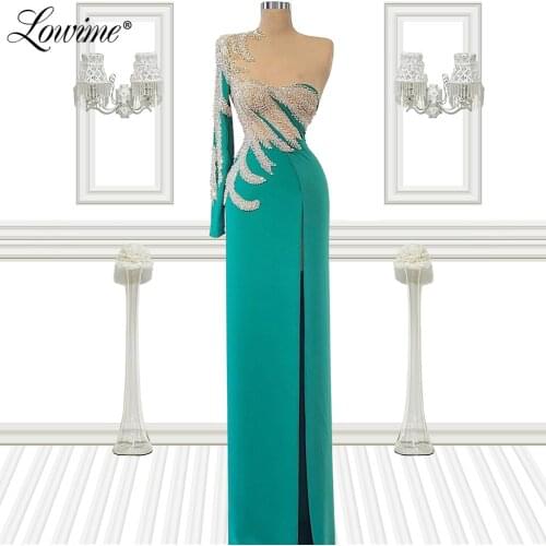 Saudi Arabia Luxury Beading One Shoulder Evening Dresses 2021 Formal Dress Party Gowns Middle East Dubai Prom Dress Plus Size