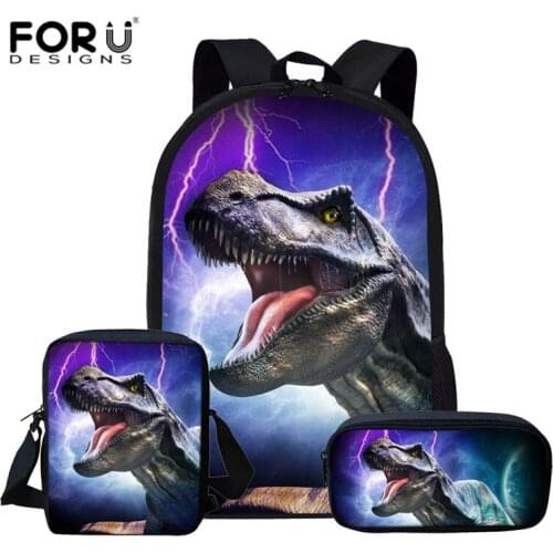FORUDESIGNS Dinosaur Backpack Kids School Bags For Girls Boys Cartoon Children Backpacks Set Kindergarten Book Bag Mochila