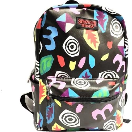 Movie Stranger Things Pu Backpack Student School Bag Zip Packsack Teenager Shoulders Bag Unisex Mochila Casual Travel Laptop Bag