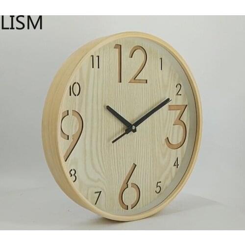 Modern and Simple Solid Wood Wall Clock Living Room Fashion Creative Restaurant Personality Decorative Clock Horloge Digitale