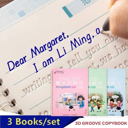 3 Books/set English Reusable Copybook For Calligraphy Learn Alphabet Children Handwriting Practice Books Baby Toy For Kid