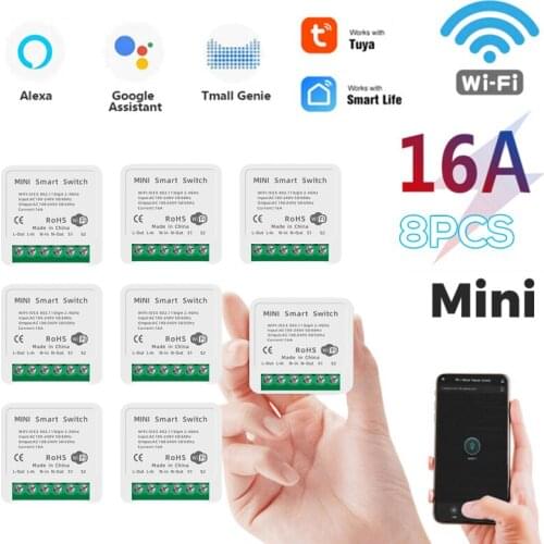 16A Tuya WiFi Smart Switch Led Light Smart Life Push Module Supports 2 Way APP Voice Relay Timer Google Home Alexa