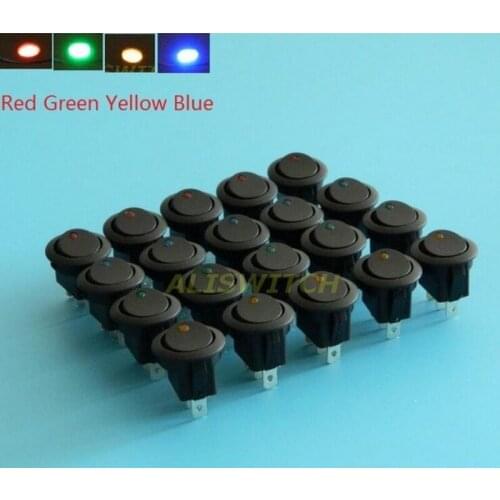 On Sale / In Stock / Wholesale 2000pcs 16A 12V LED Dot Light Car Boat Round Rocker ON/OFF SPST Switch,Free Shipping