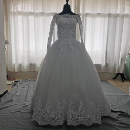 Ivory Vintage Lace Appliques Long Sleeves Sweetheart Wedding Dresses White Bridal Dress New Wedding Gowns Robe de Soiree Mariage