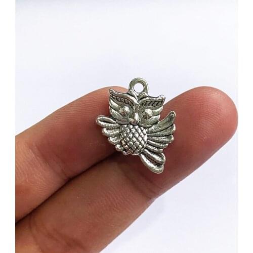 10pcs /Lot 17x20mm Mini Owl Charms Tibetan Silver Color Pendant For Making Fit DIY Necklace Jewelry Handmade Accessories Crafts