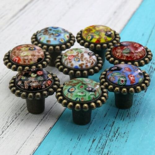 1x American style Glass Drawer Knobs Pulls Handmade Kitchen Cabinet Knobs Handle Dresser Drawer Knobs Unique furniture Decor