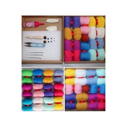 30Colors Wool Fibre Roving For DIY Needle Felting Hand Spinning Doll Needlework Landscapes Fibre Arts Mayitr,Tool reporting