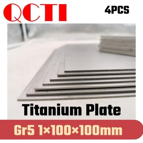4pcs Gr5 Titanium Alloy Plate Ti Sheet 1*100*100mm 6al-4v For DIY OEM Metalworking Supplies