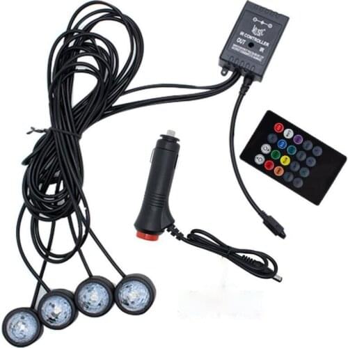 4 in 1 Car Foot Star Starry Light Multicolor Ambient Star Light Colorful Music Sound Lamp Interior Decorative Light