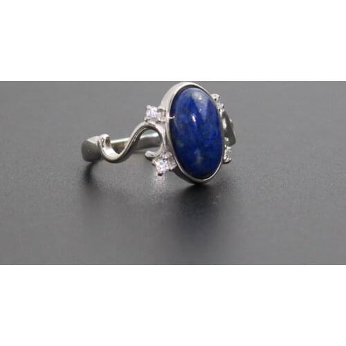 925 Sterling Silver Movie "The Vampire Diaries" Elenas Daylight Ring Women Jewelry Ring Nature Real Lapis Stone