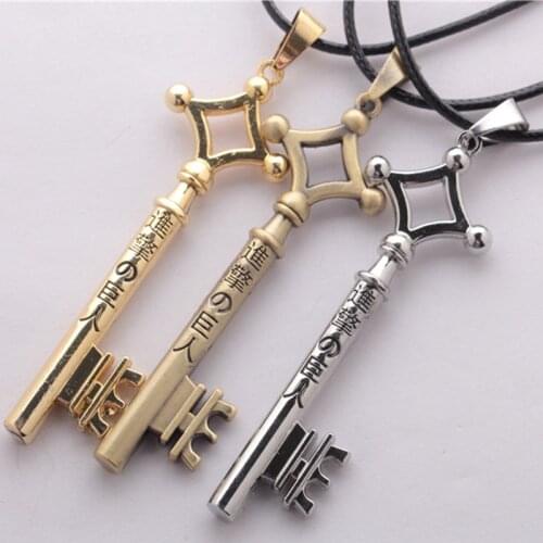 Anime Attack On Titan Necklace Metal Eren Key Pendant Choker Charm Cosplay Jewelry Toy Anime Figure Shingeki No Kyojin Gifts