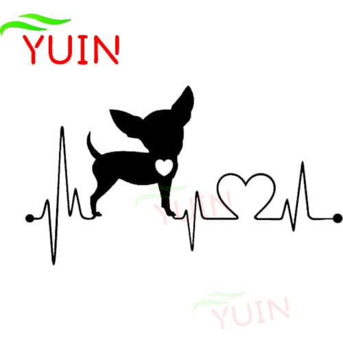Chihuahua Heartbeat Dog Car Sticker Creative PVC Window Decoration Cars Accessories Fashion Interesting Animal Waterproof Decal