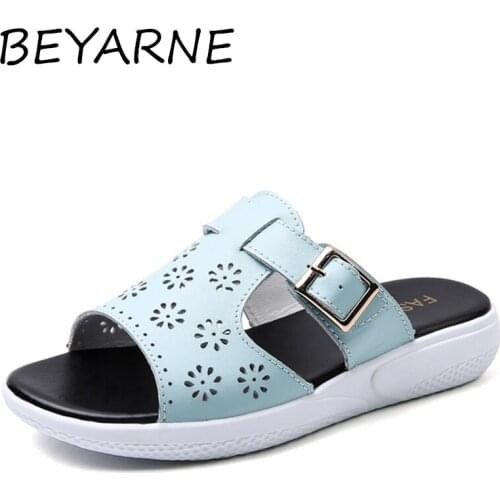 BEYARNE New Summer Women Slippers Open Toe Cutout Flat Sandals Slippers Non-slip Comfortable Sandals Flip Flops Female Flipflops
