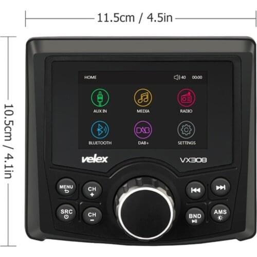 Bluetooth Waterproof Marine Digital Media Stereo Receiver with Audio/Video player DAB+ AM FM Streaming Music Boat UTV ATV Yacht