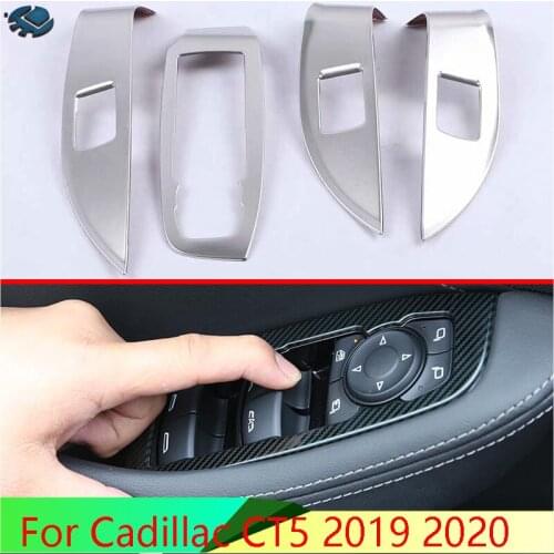 For Cadillac CT5 2019 2020 Car Accessories Stainless Steel Door Window Armrest Cover Switch Panel Trim Molding Garnish