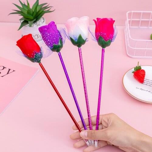 40PCS Creative Simulation Rose Modeling Ballpoint Pen Student Creative Stationery Office Accessories