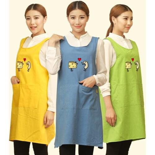 Apron Cotton Household Kitchen Anti-fouling And Oil-proof Cute Pinafore Custom Logo Women Work Smock