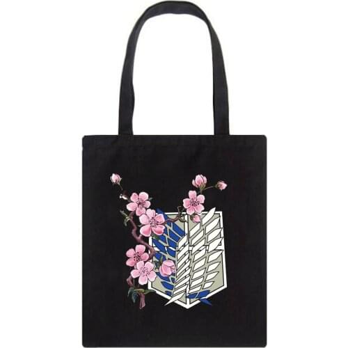 Japanese Anime Canvas Bag Shopper Bags hip hop GothicShopping Bag Shoulder Bag Women Canvas Bag Handbag Reusable