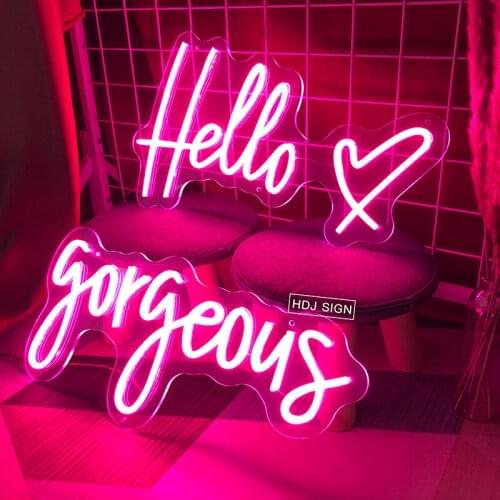 Personalized Custom LED Neon Sign Hello Gorgeous Suitable For Bar Nlightclub Beach Shop Party Separable Neon Light