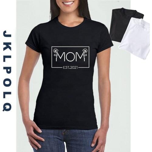 JKLPOLQ Summer Mom Est 2021 Gifts T-shirt Womens Short Sleeve Casual Creative Print Tops Tee Eu Size XS-3XL