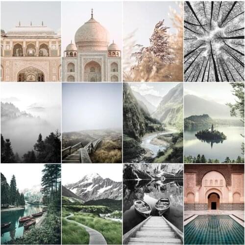 CHENISTORY Oil Painting By Numbers Landscape Acrylic Drawing Canvas Mountain Rivers Picture For Adults Home Decoration Gift