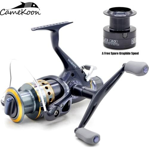 8KG Max Drag Carp Fishing Reel with Extra Spool Front and Rear Drag System Freshwater Spinning Reel 5.5:1/5.1:1 Bait Feeder Reel