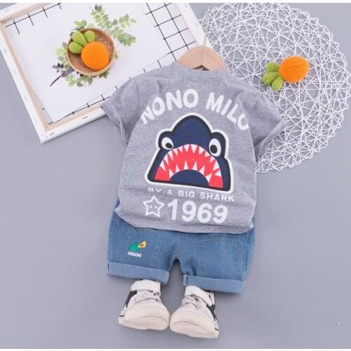 Toddler Baby Boys Clothes Sets For Summer T shirt+short Pants cotton sports Cartoon printed Set Children Suit 2020
