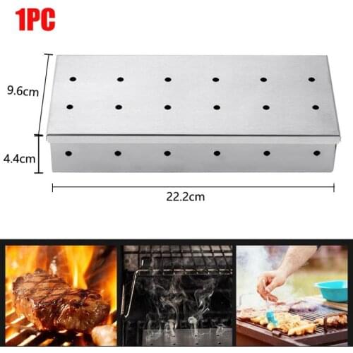 1pc BBQ Stainless Steel Wood Chips Smoker Box Wood Pellet Charcoal Gas Grilling Smoke Generator For Fish Beef Meat Smoking New
