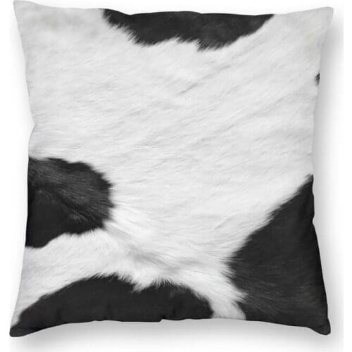 Natural Cow Skin Square Throw Pillow Cover Home Decor Printing Black And White Milky Cowhide Cushion Cover for Living Room