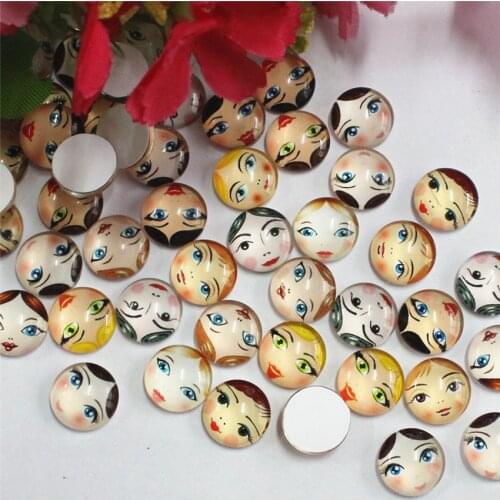12mm Mixed Style Baby head Matryoshka Round Glass Cabochon Flatback Photo Dome Blank Cameo Tray Base accessor 50pcs/lot K05478