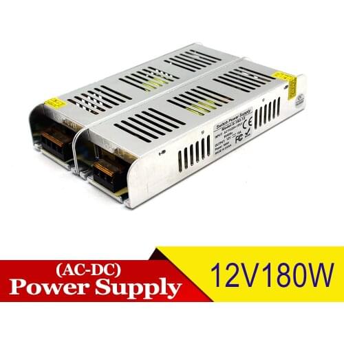 Mini size DC Power Supply DC12V 15A 180W LED Driver Transformer 220V AC-DC SMPS for CCTV Camera Strip Modules Lamp