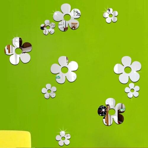 Fashion Mirror Wall Sticker Tv Sofa Background Flower Pattern Wall Decals Art Removable Stickers Room Decoration
