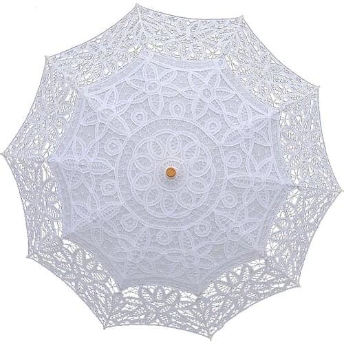 Fashion Sun Lace Umbrella Parasol Embroidery Bride Umbrella White Wedding Umbrella Ombrelle Dentelle Parapluie Mariage