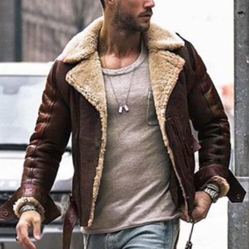 Winter Jacket Men Imitation Leather Jacket Biker Motorcycle Zipper Long Sleeve Coat Top Streetwear Leather Jacket Men Coat